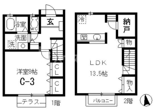 プルミエ葛西 C棟(1LDK/1階)の間取り写真