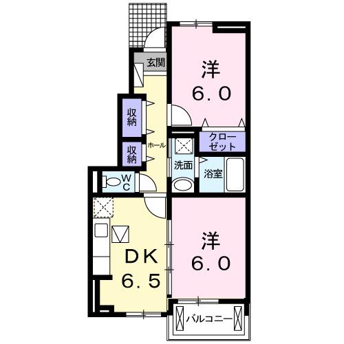 サンライズ・横須賀(2DK/1階)の間取り写真