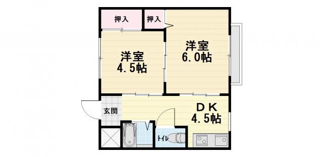 リッチライフ(2DK/1階)の間取り写真