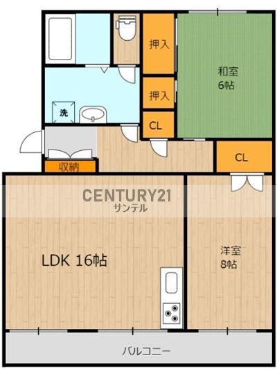 エクセルハウス壱番館(2LDK/4階)の間取り写真