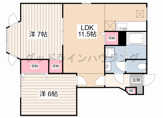 コンフォート阿江(2LDK/1階)の間取り写真