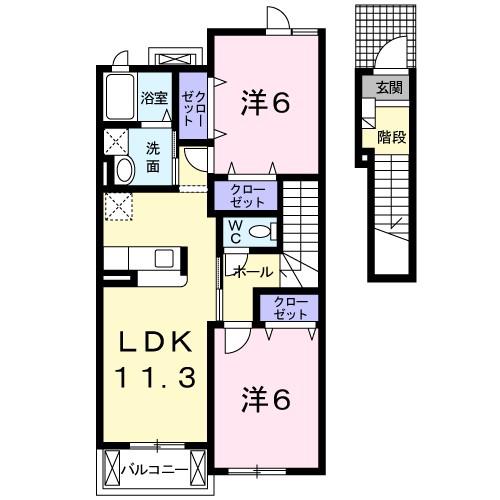 RIVABIG II(2LDK/2階)の間取り写真