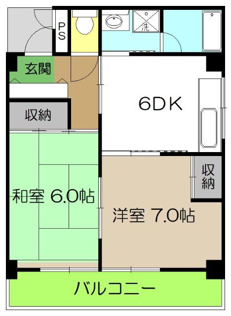 ル・フルール大川筋(2DK/5階)の間取り写真