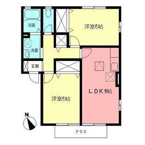 ロワールB(2DK/1階)の間取り写真