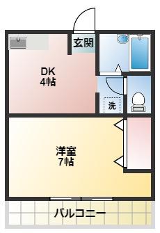 バードハイツ(1DK/2階)の間取り写真