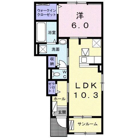シルク ヴィラ II(1LDK/1階)の間取り写真