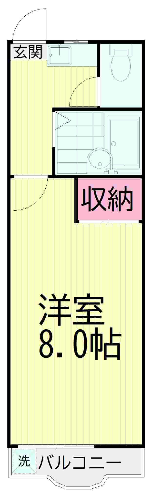 ブルーベリーヒル(1K/1階)の間取り写真