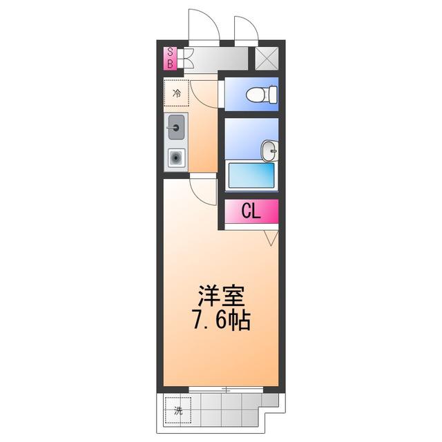 ベルデ堺東(1K/4階)の間取り写真