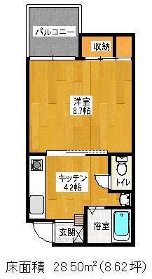 ベルシュンブル(1K/2階)の間取り写真