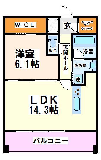 ズーム府中(1LDK/10階)の間取り写真