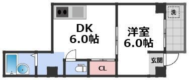 サンハイツ東小橋(1DK/1階)の間取り写真