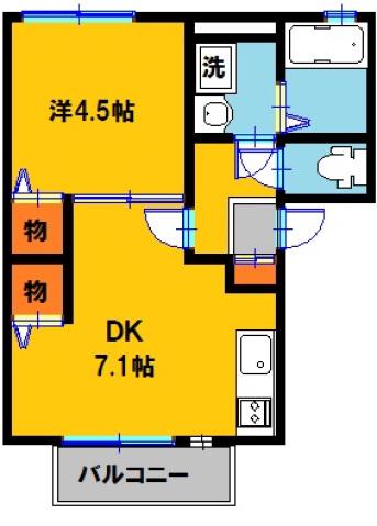 レグルスC棟(1DK/1階)の間取り写真