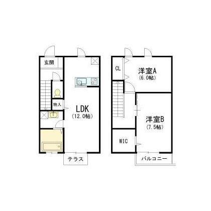 プランドール(2LDK/1階)の間取り写真