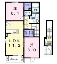 ルミエール B(2LDK/2階)の間取り写真