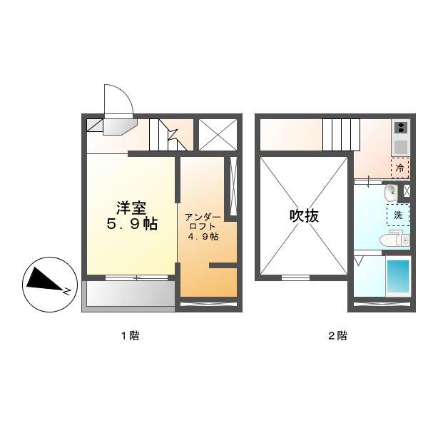 FORCE高畑(1K/1階)の間取り写真