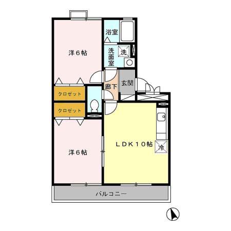 グランルーチェ(2LDK/2階)の間取り写真