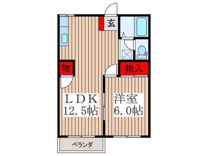 第1フォーブル富士見(1LDK/2階)の間取り写真