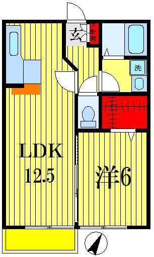 ベルデュール(1LDK/2階)の間取り写真