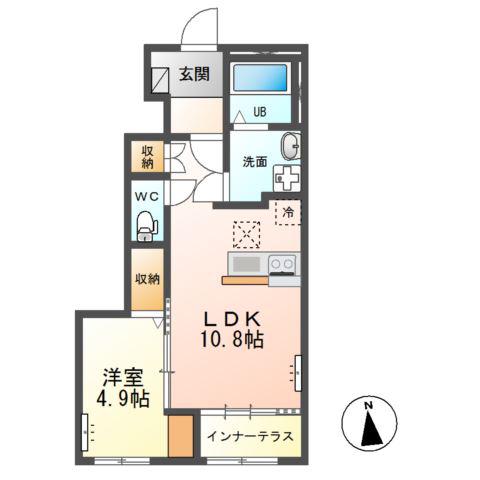 シャインスターアイズ(1LDK/1階)の間取り写真