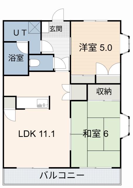 リバーヒルズ大高(2LDK/2階)の間取り写真