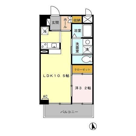 カーサコモダ新舞子B(1LDK/4階)の間取り写真