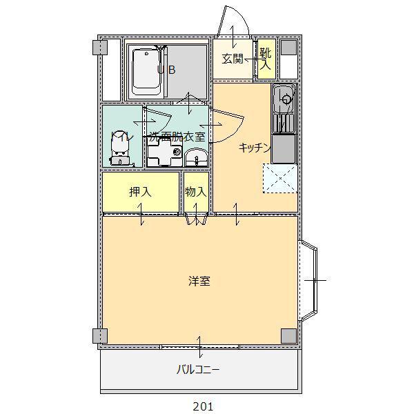 メゾン30(1K/1階)の間取り写真