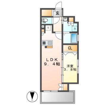 プレサンスロジェ丸の内PRIME CASA(1LDK/2階)の間取り写真