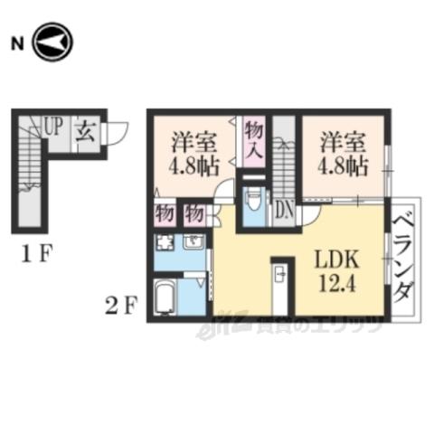 ビーグルスクエアA棟(2LDK/2階)の間取り写真