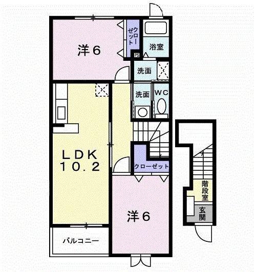 ハクセン泉台(2LDK/2階)の間取り写真