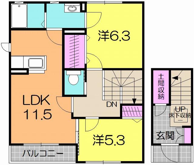 エテルノワン(2LDK/2階)の間取り写真