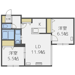REVE413(2LDK/2階)の間取り写真