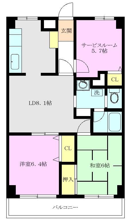 スターハイム朝霞(2SLDK/1階)の間取り写真