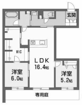 クールマノワール朝生田(2LDK/1階)の間取り写真