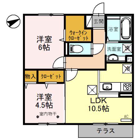 ビューテラス(2LDK/1階)の間取り写真