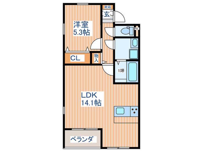 PERLA銀杏町(1LDK/3階)の間取り写真