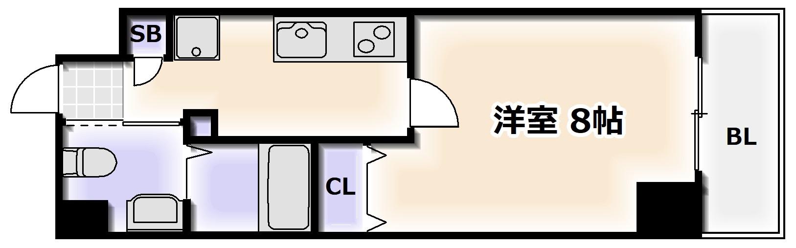 パークレーンミナミ(1K/13階)の間取り写真