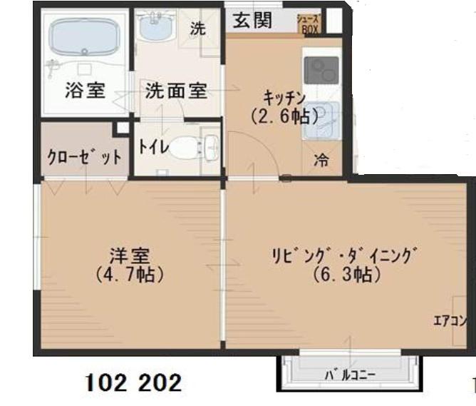 プラスタ(2K/2階)の間取り写真