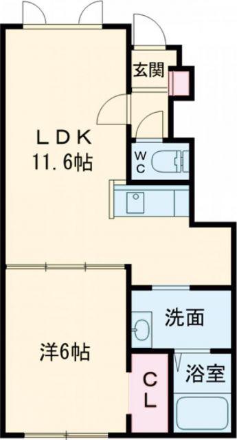 MIYABI(1LDK/1階)の間取り写真