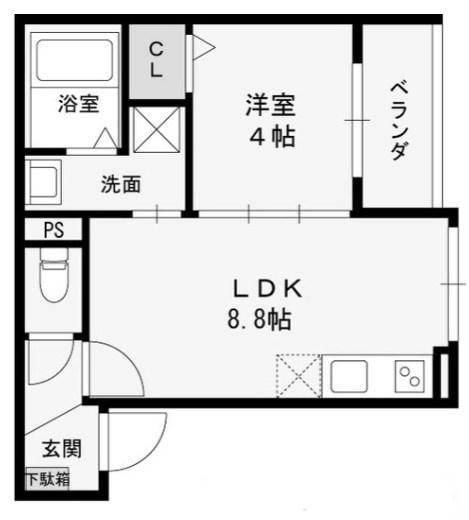 シーサイドヒル西新町(1LDK/2階)の間取り写真