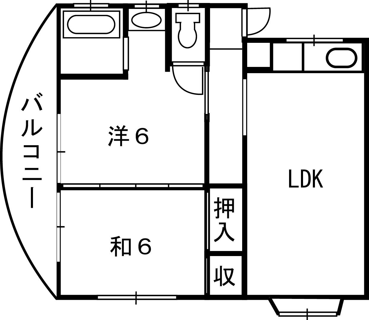 第5田畑(2LDK/4階)の間取り写真