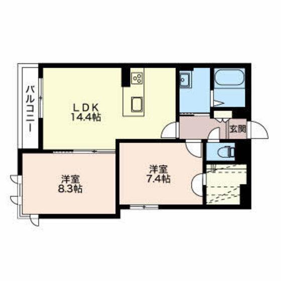 MAST TOWN陶栄町(2LDK/2階)の間取り写真