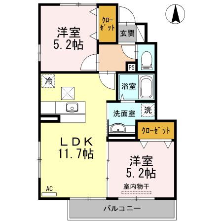 D-ROOMマスヤ(2LDK/1階)の間取り写真