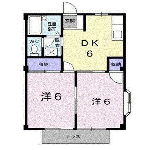 若草ハイツ(2DK/1階)の間取り写真