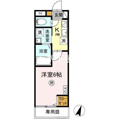 レジデンス平山(1K/2階)の間取り写真