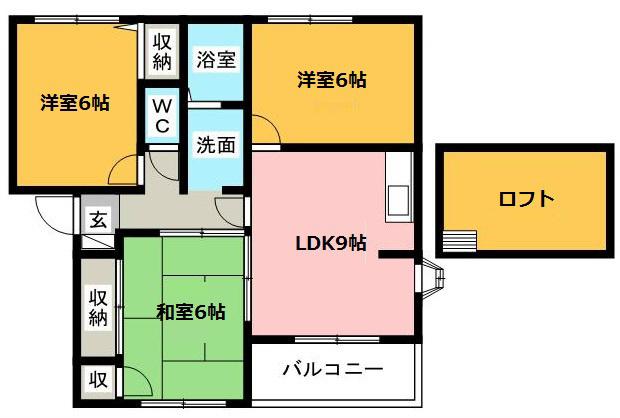 ベルサーチ植田(3SLDK/2階)の間取り写真