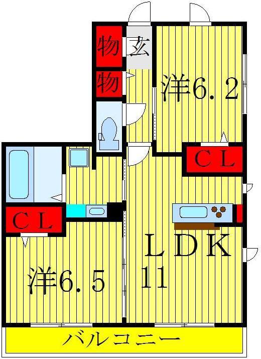 モン レーヴ(2LDK/3階)の間取り写真