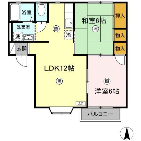 ベェルエポック今(2LDK/1階)の間取り写真