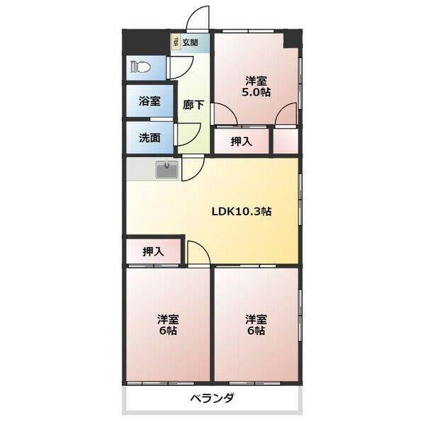 リエス中村公園西(3LDK/5階)の間取り写真