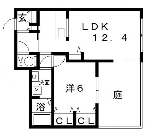 プロムナード長池(1LDK/1階)の間取り写真