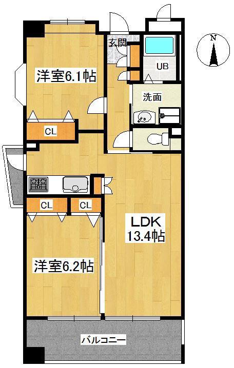 ベイシスマグノリア(2LDK/3階)の間取り写真